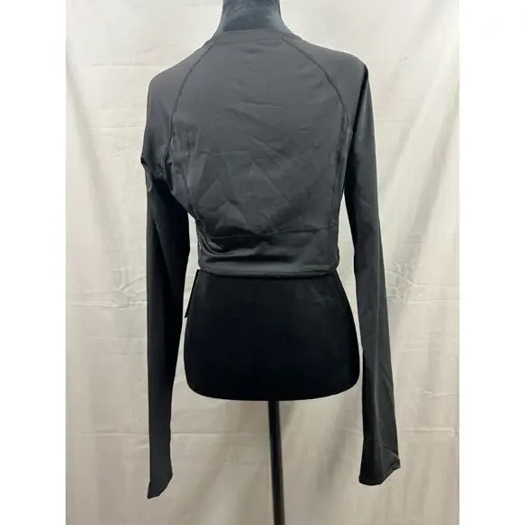 Halara Solid black Thumb Hole Cropped Yoga Sports Top, Size XL - Picture 2 of 6